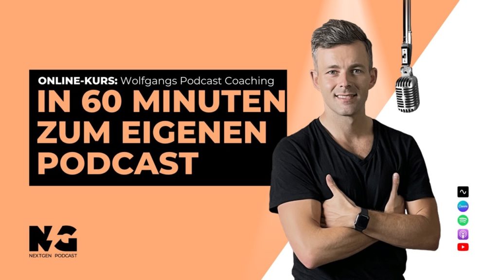 orange and white modern business channel youtube thumnails in 60 min. zum eigenen podcast